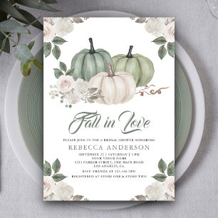 Invitación Sage Green Pumpkin Floral Caída Británica Ducha