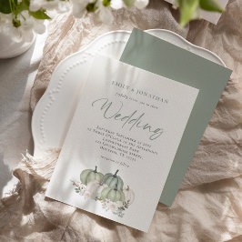 Invitación Sage Green Pumpkins Boda Floral