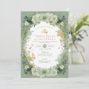 Invitación Sage Green Quinceañera 15 Anos