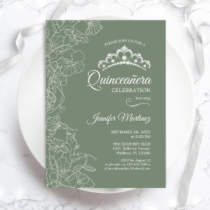 Invitación Sage Green Quinceanera Fiesta