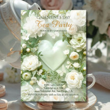Sage Green Rococo Floral Heart Galentine Elegance