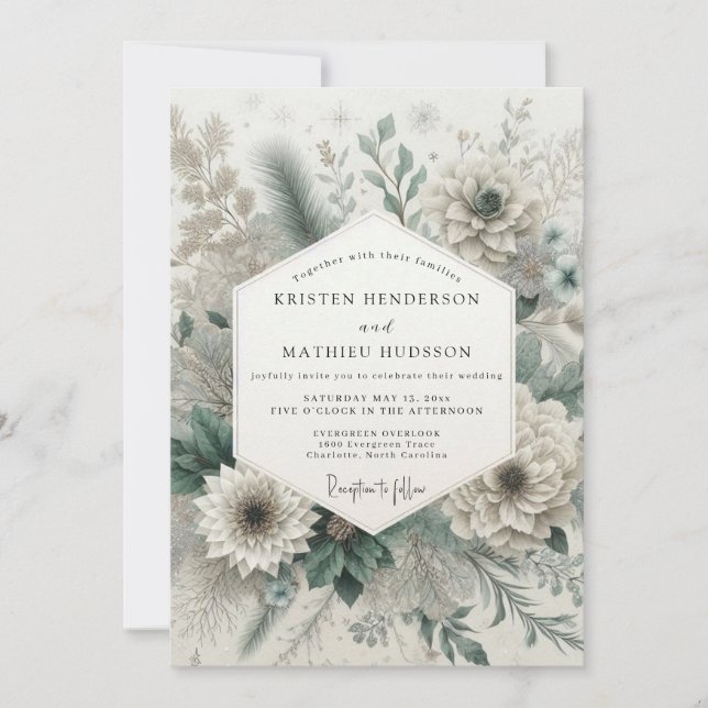 Invitación Sage Green Romantic Floral Wedding (Anverso)