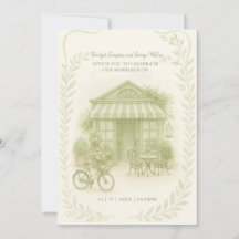 sage green romántico boda café al aire libre