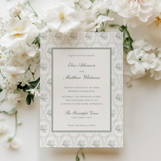 Invitación Sage Green Rose Wedding (Subido por el creador)