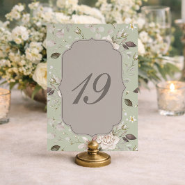 Invitación Sage Green Rose Wedding Table Numbers 10–19