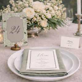 Invitación Sage Green Rose Wedding Table Numbers 20-29