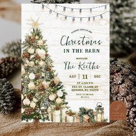 Invitación Sage Green Rustic Christmas Barnyard Party