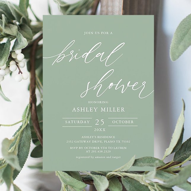 Invitación Sage Green Rustic Elegant Bridal Shower (Subido por el creador)