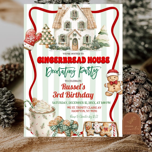 Invitación Sage Green Rustic Gingerbread Decorating Party (Subido por el creador)