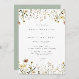 Invitación Sage Green Rustic Wildflower Wedding Invitation