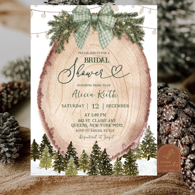 Invitación Sage Green Rustic Winter Forest Bridal Shower (Subido por el creador)