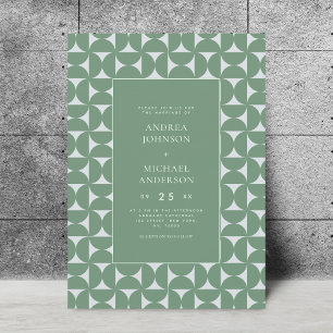 Invitación Sage Green Sage Geometric Mid Century Mod Boda