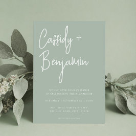 Invitación Sage Green Script Minimalista Boda moderno