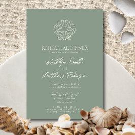 Invitación Sage Green Seashell Beach Ocean Test Dinner