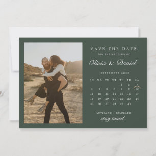 Invitación Sage Green September Calendar Photo Save the Date