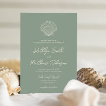 Sage Green Shell Beach Ocean Destination Wedding