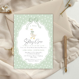 Invitación Sage Green Silly Goose Coquette Baby Shower