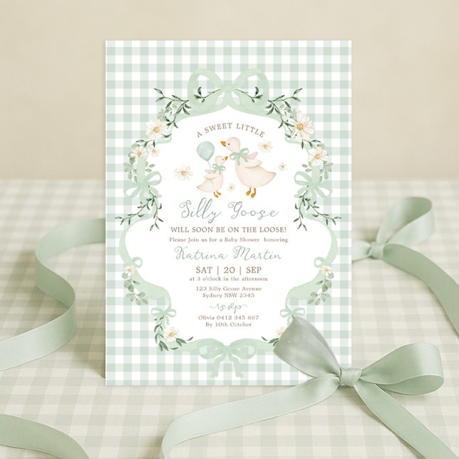 Invitación Sage Green Silly Goose Gender Neutral Baby Shower (Subido por el creador)