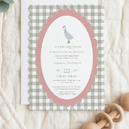 Invitación Sage Green Silly Little Goose Baby Shower QR Code 