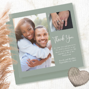 Invitación Sage Green Simple Boda Minimalista Gracias