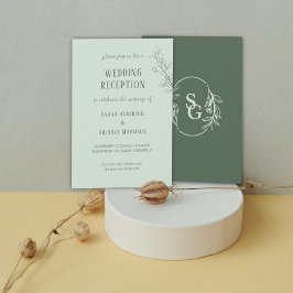 Invitación Sage Green Simple Boho Floral Wedding Recepción