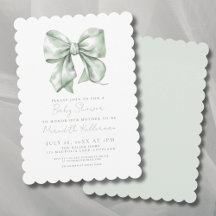 Sage Green Simple Bow Baby Shower