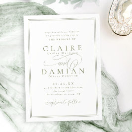 Invitación Sage Green Simple Elegancia Romántica Boda de guio