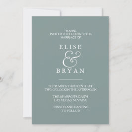 Invitación Sage Green Simple Modern Elegant Wedding Invite