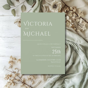 Invitación Sage Green Simple Moderno Boda