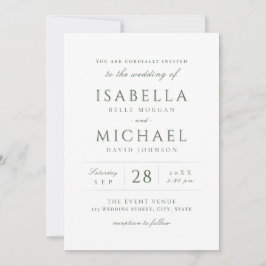 Invitación Sage Green Simple y elegante boda de lujo