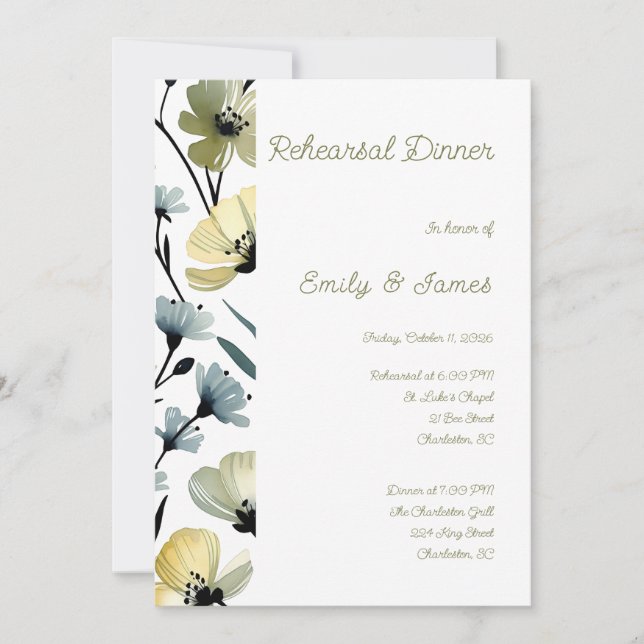Invitación Sage Green & Soft Yellow Botanical Wedding (Anverso)