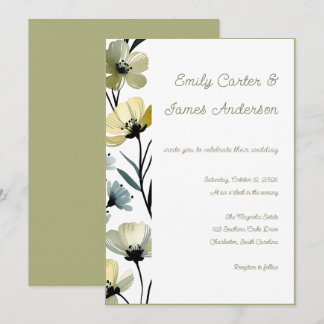 Invitación Sage Green & Soft Yellow Botanical Wedding