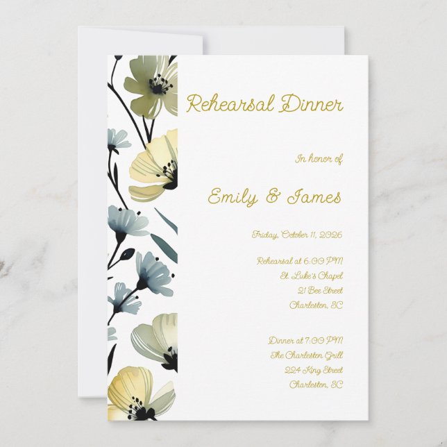 Invitación Sage Green & Soft Yellow Botanical Wedding (Anverso)