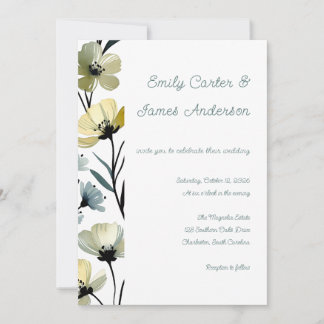 Invitación Sage Green & Soft Yellow Botanical Wedding