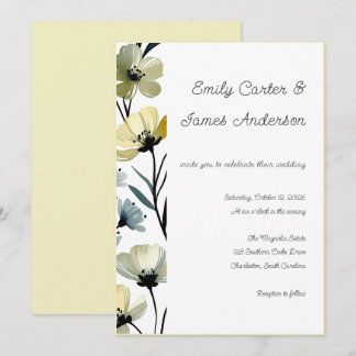Invitación Sage Green & Soft Yellow Botanical Wedding