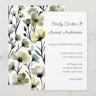 Invitación Sage Green & Soft Yellow Botanical Wedding