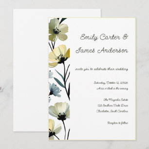 Invitación Sage Green & Soft Yellow Botanical Wedding