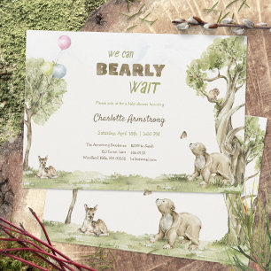 Invitación Sage Green Storybook Bearly Espera Baby Shower
