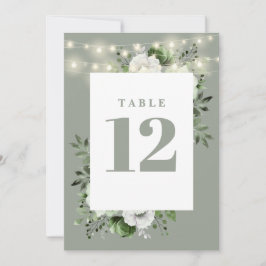 Invitación Sage Green String ilumina el número de la tabla fl