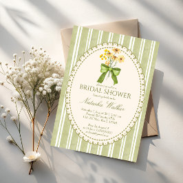 Invitación Sage green stripe retro elegant bridal shower