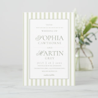 Invitación Sage Green Striped Wedding 