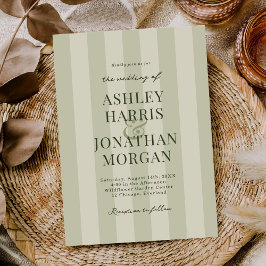 Invitación Sage Green Stripes Wedding Invitation