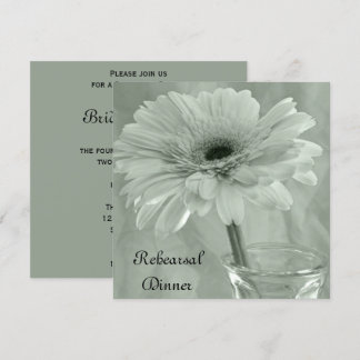 Invitación Sage Green Tintado Gerber Daisy Ensayo Cena
