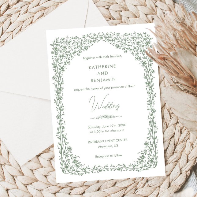 Invitación Sage Green Toile Wedding Invitation (Subido por el creador)