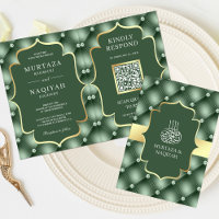 Sage Green Tufted Pattern QR Code Muslim Boda