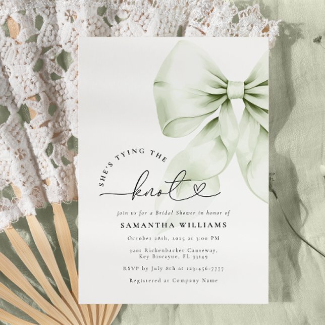 Invitación Sage Green Tying the Knot Bridal Shower (Subido por el creador)