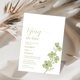 Invitación sage green tying the knot floral boda