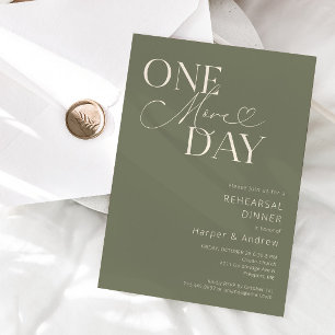 Invitación Sage Green un día más de ensayo Cena