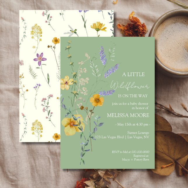 Invitación Sage Green Un Pequeño Baby Shower De Flor Silvestr (Subido por el creador)