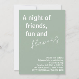 Invitación Sage Green, una noche de divertidos amigos Ensayos
